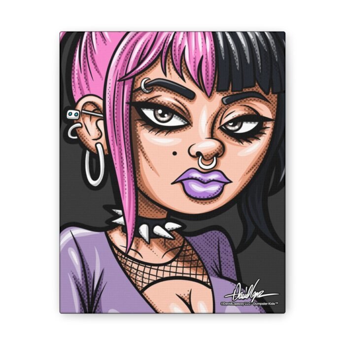 Thot Topic Tina Dumpster Kids™ | Pop Art Canvas Print — Pink & Black Punk Portrait